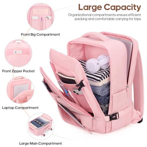 Carry on Luggage, Suitcase Set 3Piece with Backpack YKK zippers - color: Pink