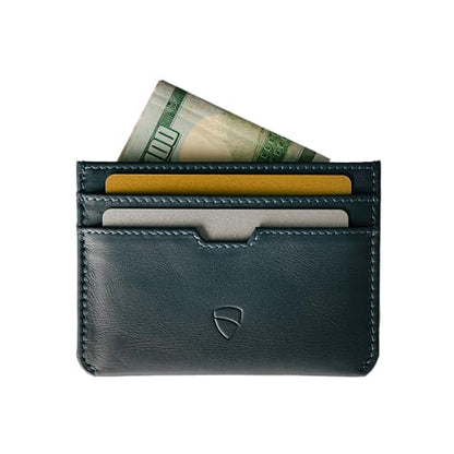 Vaultskin MOORGATE Slim Top-Grain Leather Credit Card Holder, RFID Wallet - color: Midnight Navy