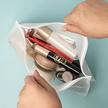 SPLF 4 Pack Leakproof Clear Toiletry bags, TSA Approved Quart Zipper Bags - size: 2 Large 2 Medium