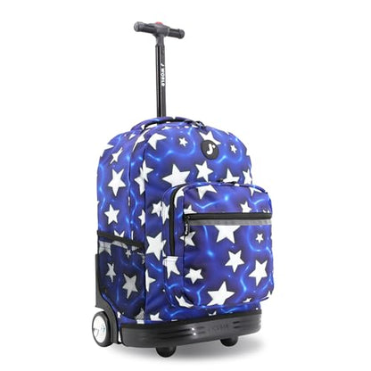 J World Sunrise Kids Rolling Backpack with Wheels for Girls Boys, Roller Bookbag for School, 18 x 13 x 9 Inches, Puffy Star - color: Puffy Star