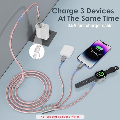 2Pack Travel Essentials,Multi Charging Cable for Apple Watch Charger Pink - color: Pink, size: 2Pack-4FT