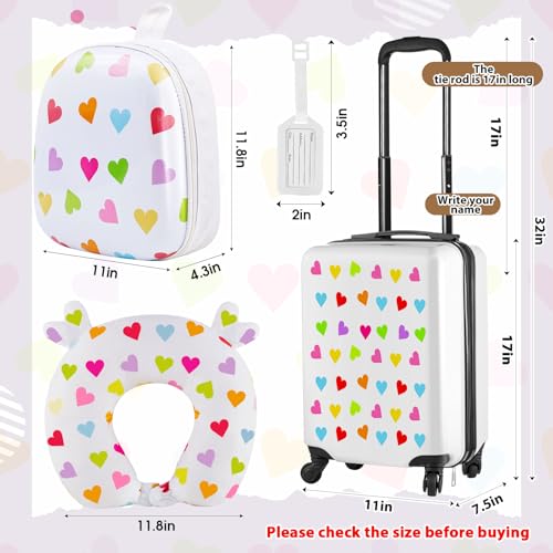Sanwuta 4 Pcs Kids Luggage Set, White, 17 Inch, Heart - color: White, size: 17 Inch