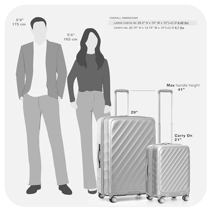 Traveler's Choice Elm 21" Carry-on Expandable Spinner Luggage Set - Matte Silver - color: Matte Silver, size: 21" Carry-On (1-Piece)