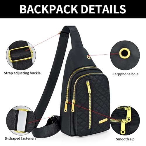 Aisijimo Small Sling Bag For Women Men Casual Crossbody Sling Backpack - color: Black