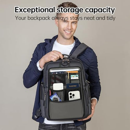 Slim Rugged Backpack Organizer Insert for Business Casual Men Women -13 Pockets,Padded Nylon,Max 14'' laptop- Yellow - color: Yellow