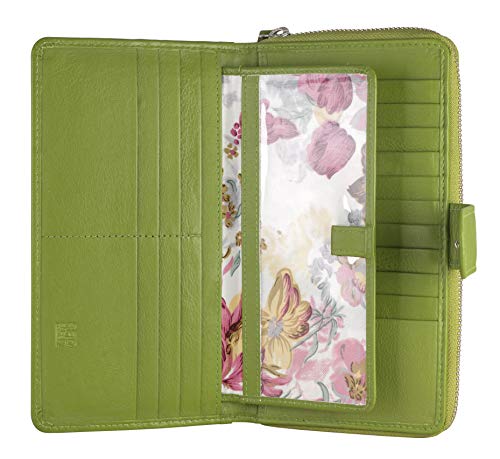 Big Fat RFID Blocking Leather Organizer Checkbook Wallets For Women - Clutch - color: Green