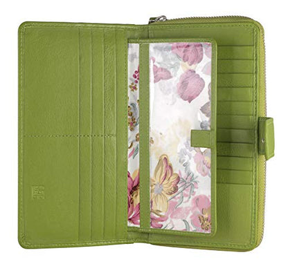 Big Fat RFID Blocking Leather Organizer Checkbook Wallets For Women - Clutch - color: Green