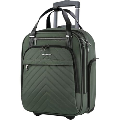 VANKEAN 16" Underseat Rolling Suitcase Travel Business Lightweight - color: Army Green