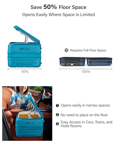 Hanke Expandable Medium Checked Luggage, 24 Inch Top Opening Suitcase - color: Caribbean Blue, size: 24 Inch EXT