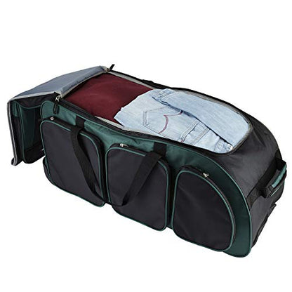 Travelers Club Xpedition 30 Inch Multi-Pocket Upright Rolling Duffel Bag - color: Teal