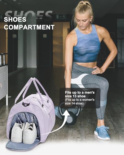 WISEPACK Gym Bag for Womens with Shoes Compartment Travel Duffel Bag - color: B3-Light Purple