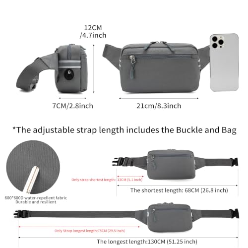 Small Fanny Pack for Women Men,Water Resistant Waist Pack with RFID,Gray - color: Gray