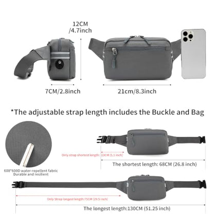 Small Fanny Pack for Women Men,Water Resistant Waist Pack with RFID,Gray - color: Gray