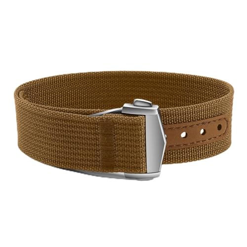 Nylon Watch Strap 20mm 22mm Nylon Watch Band Replacement Single Pass Strap Breathable Military Watch Bands for Men Soft Elastic Watch Straps - color: Brown, size: 22mm