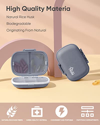 Holii Travel Pill Organizer, 8 Compartments Portable Pill Case （Gray） - color: Gray