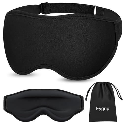 Fygrip 3D Eye Mask Sleep Mask for Men & Women, Black - color: Black