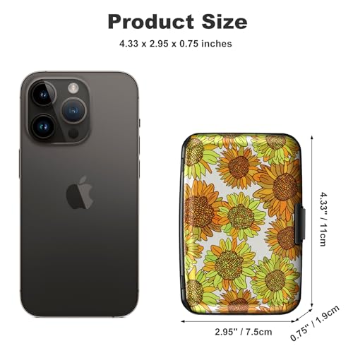 ELFISH RFID Aluminum Wallet Credit Card Protector Case Holder for Men Women - color: Sunflowers