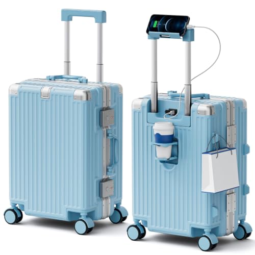 Checked Luggage, Zipperless Aluminum Frame Suitcase, Blue, 24 in - color: blue, size: 24in