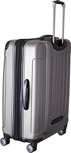 Kenneth Cole REACTION Renegade Luggage Expandable 8-Wheel Spinner Lightweight Hardside Suitcase, Silver, 28-Inch Checked - color: Silver, size: 28-Inch Checked