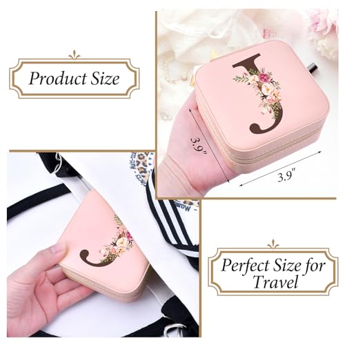 Inngeroo Christmas Gift Ideas, Travel Jewelry Case Box Personalized Gifts | Fashion Travel Essentials Trendy Stuff Gifts for Teen Girls Initial J - style: J