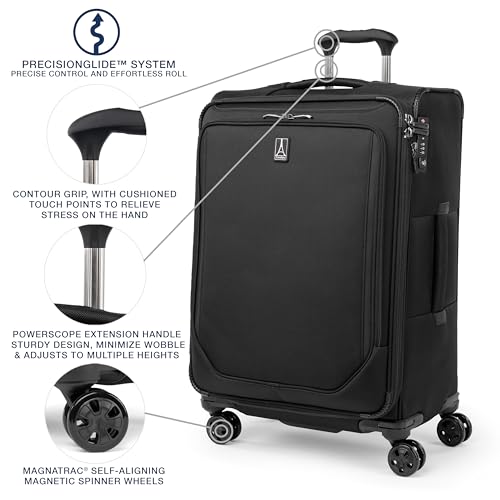 Travelpro Crew Classic Softside Checked Luggage, Black, 25-Inch - color: Black, size: Checked Medium