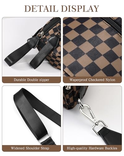 Checkered Crossbody Bag, Spacious Bum Bags for Women - color: Brown&Black