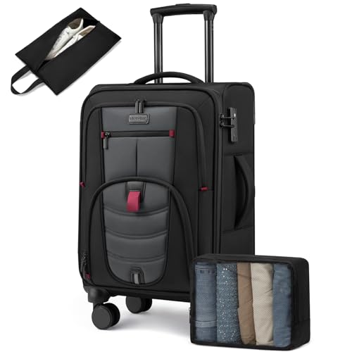 Carry On Luggage 22x14x9 Airline Approved with TSA Lock for Business Trip - color: Black&Gray, size: 22 Inch - Carry-On
