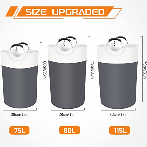 BlissTotes 115L Laundry Basket, Freestanding Collapsible Hamper, Gray - color: Gray, size: 115L