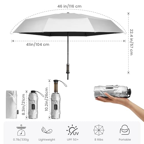 G4Free 46in Mini Sun Umbrella with Retractable Handle Umbrellas - color: Black