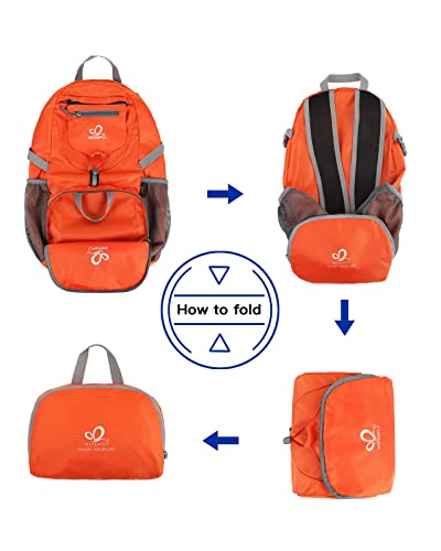 WATERFLY Small Lightweight Packable Backpack: 20l Hiking Daypack Man Woman - color: Orange