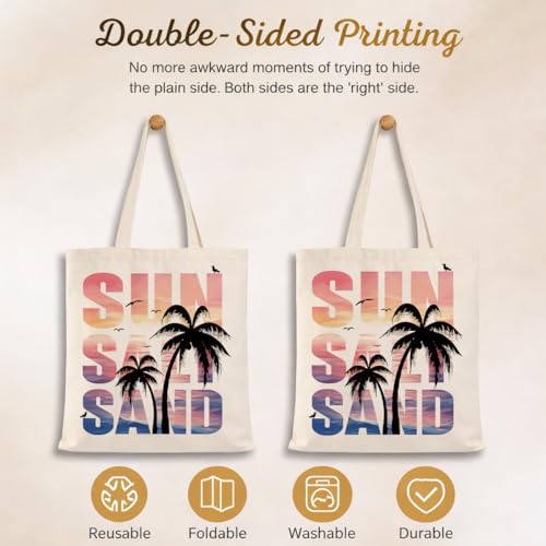 Summer Canvas Tote Bag, Botanical Wildlife Reusable Shoulder Bag, Carryall for Beach Shopping Travel Commute - color: Travel 08