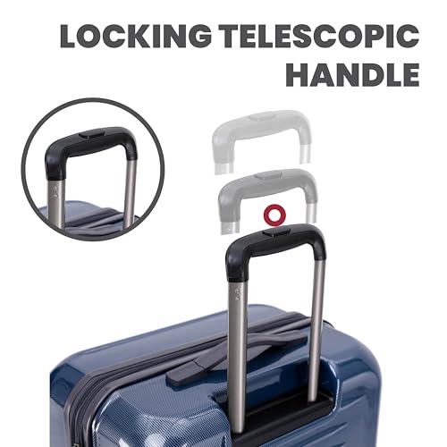 Spyder Rails Expandable Hardside Upright Suitcase with 360° Spinner Wheels, TSA Approved Lock (Navy, Medium Checked) - color: Navy, size: Medium Checked