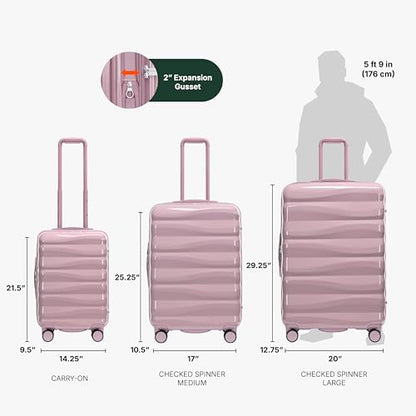 Traveler's Choice Edinburgh II Hardside Spinner Luggage, TSA Lock, Muted Pink, 3 Piece Set (21/25/29) - color: Muted Pink, size: 3 Piece Set (21/25/29)