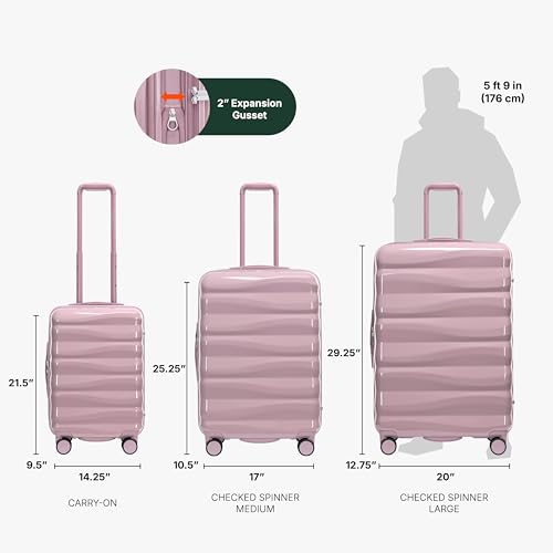 Traveler's Choice Edinburgh II Hardside Spinner Luggage, TSA Lock, Muted Pink, 3 Piece Set (21/25/29) - color: Muted Pink, size: 3 Piece Set (21/25/29)