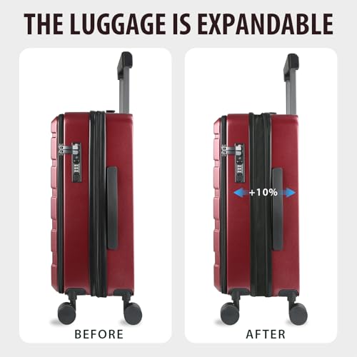KROSER 20 Inch Airline Approved Carry On Luggage, Top Opening Suitcase - color: Burgundy