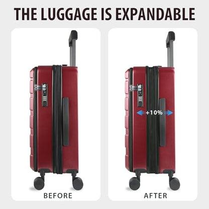 KROSER 20 Inch Airline Approved Carry On Luggage, Top Opening Suitcase - color: Burgundy