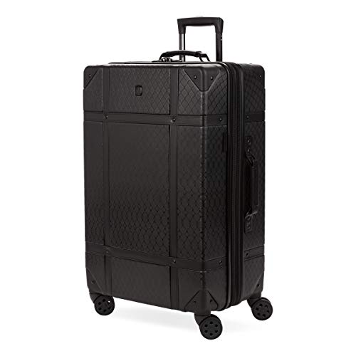 SwissGear 7739 Hardside Luggage Trunk with Spinner Wheels, Black, Checked-Large 26-Inch - color: Black, size: Checked-Large 26-Inch