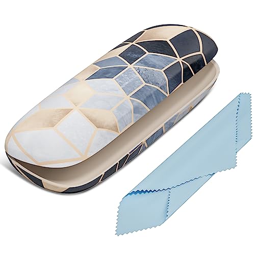 Eyeglasses Case, Hard Shell Protective Case for Glasses, Unisex for Women Men - color: Artistic Geometry
