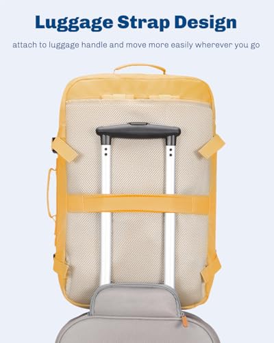 Hynes Eagle 38L Flight Approved Backpack Carry On Travel Bag for Men Women - color: Yellow