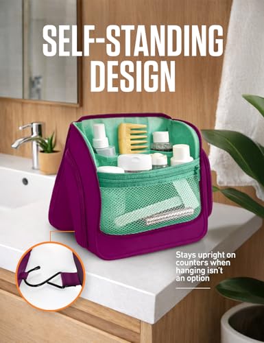 VENTURE 4TH Hanging Travel Toiletry Bag, 18 Compartments - Purple/Mint - color: Purple/Mint
