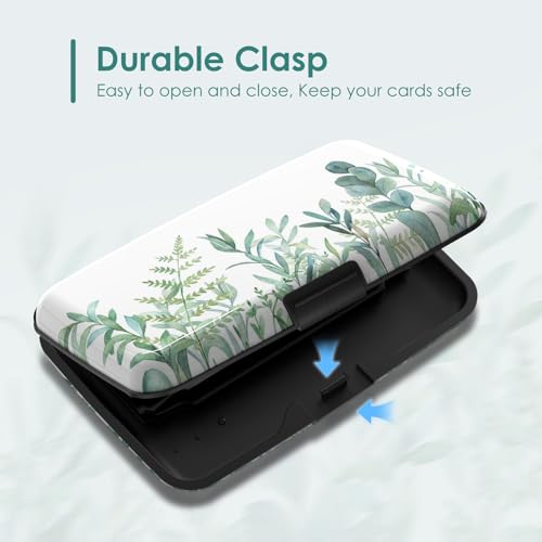 Credit Card Holder, RFID Blocking Aluminum Hard Case,Plant Leaves - color: Green Plant Leaves