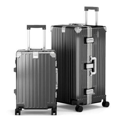 ALPHA CAMP 2-Piece Luggage Set, 20 Inch Carry-On & 28 Inch Trunk Luggage - color: Grey, size: 20 Inch + 28 Inch Trunk