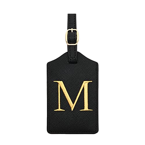 Luggage Tag PU Leather for Suitcase Baggage Handbag Travel Bag Label Suitcase Tag Label Tag w. Name Card & Privacy Cover (M) - style: M