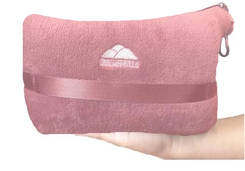 BlueHills Premium Soft Plush Mini Travel Blanket Pillow Car Dusty Rose Pink - color: Pink-m02