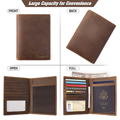 Jack&Chris Leather Passport Holder RFID Blocking Passport Travel Wallet Cover Case for Men Women Brown JC17 - color: JC17-Light Brown