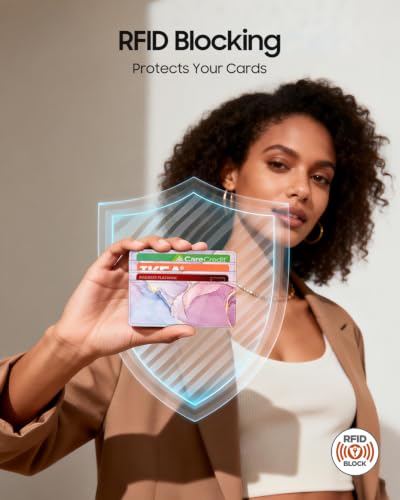 FINTIE Slim Minimalist Front Pocket Wallet RFID Blocking Credit Card Holder - color: glittering marble