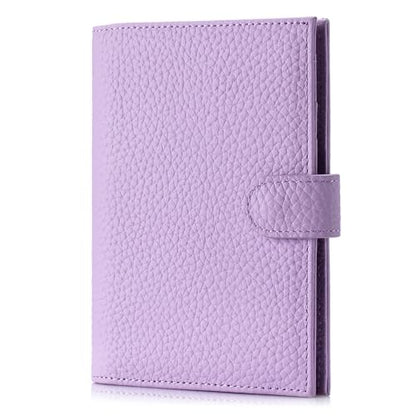 RFID Passport Wallet for Women, Genuine Leather Travel Holder - color: Lavender