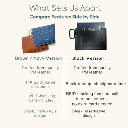 Passport Holder – Slim RFID Blocking Leather Passport Wallet with Built-In RFID Protection & Black-Tone Carabiner, Travel Essentials (BLACK - Clip Carabiner) - color: 3. Jet Black
