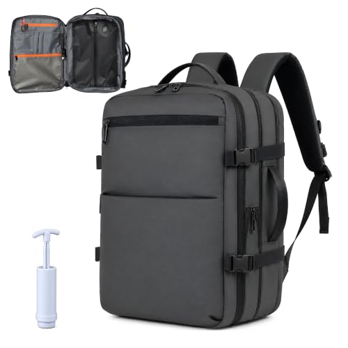 Vacuum Seal Travel Backpack with Pump, 60L Expandable Carry On Backpack with Vacuum System, Large Capacity for Check-in, Men Women Airline Business Overnight (DL-Grey) - color: Dl-grey