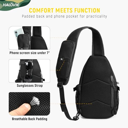 HALOVIE Anti-theft Sling Backpack RFID Crossbody Travel Daypack - color: Black